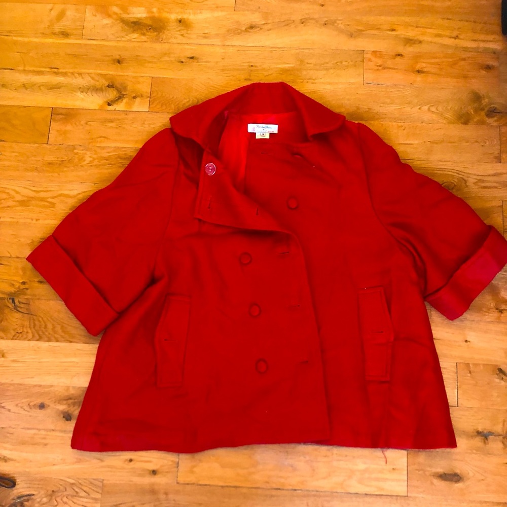 Paul & Joe Sister red pea coat, size medium